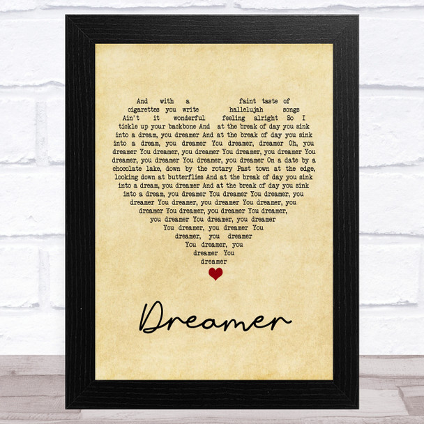 Jenn Grant Dreamer Vintage Heart Song Lyric Art Print