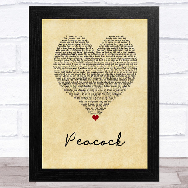 Katy Perry Peacock Vintage Heart Song Lyric Art Print