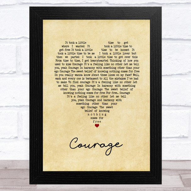 Villagers Courage Vintage Heart Song Lyric Art Print