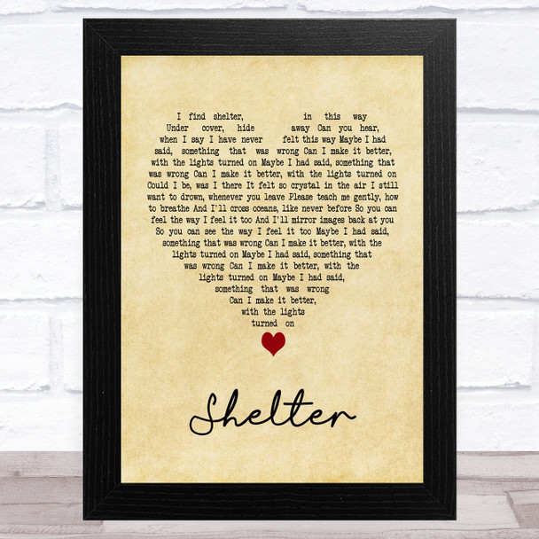 The xx Shelter Vintage Heart Song Lyric Art Print