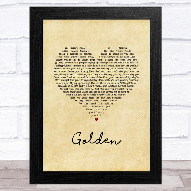 Lady Antebellum Golden Vintage Heart Song Lyric Art Print