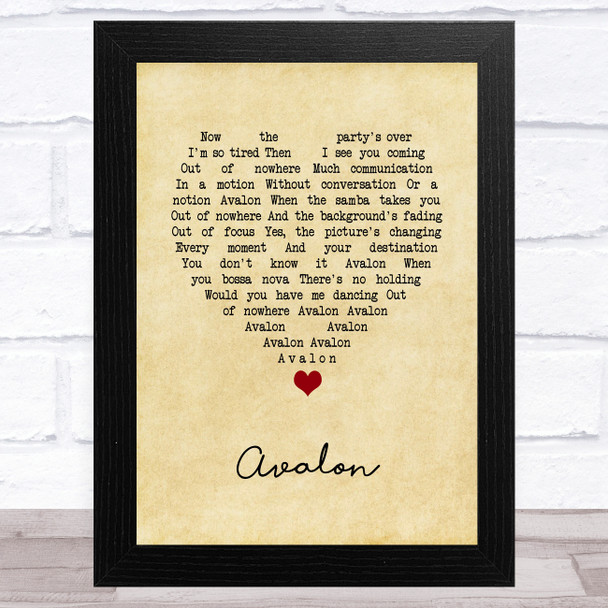 Roxy Music Avalon Vintage Heart Song Lyric Art Print