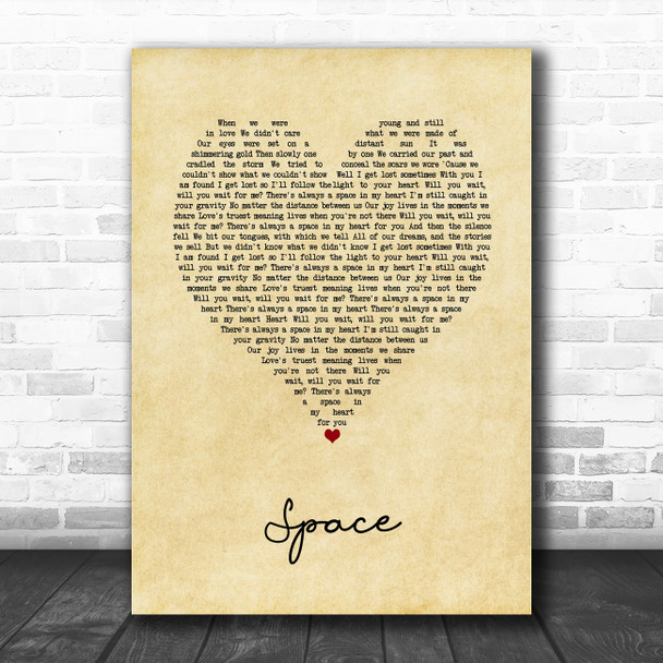 Biffy Clyro Space Vintage Heart Song Lyric Art Print