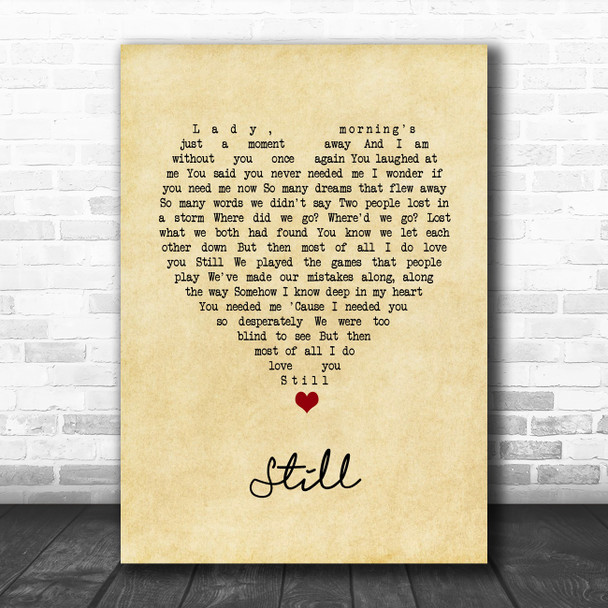 Commodores Still Vintage Heart Song Lyric Art Print