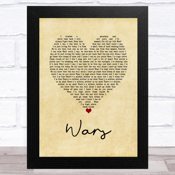 The Strumbellas Wars Vintage Heart Song Lyric Art Print