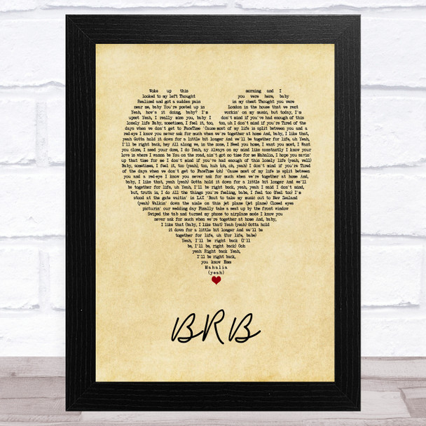 Mahalia BRB Vintage Heart Song Lyric Art Print