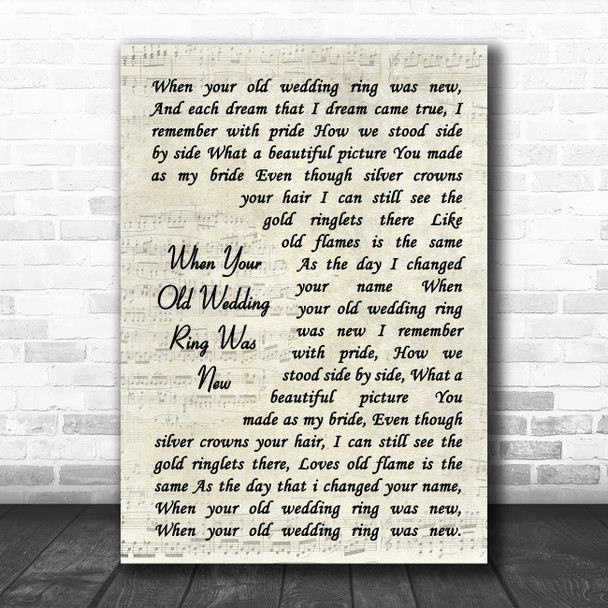 Jimmy Roselli When Your Old Wedding Ring Was New Vintage Script Song Lyric Art Print