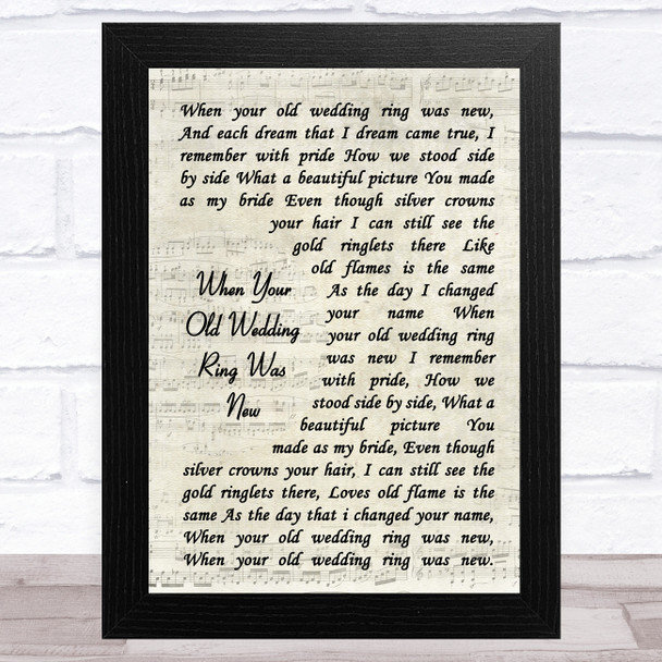 Jimmy Roselli When Your Old Wedding Ring Was New Vintage Script Song Lyric Art Print