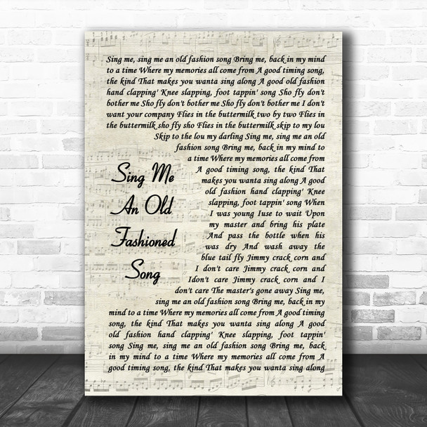 Billie Jo Spears Sing Me An Old Fashioned Song Vintage Script Song Lyric Art Print