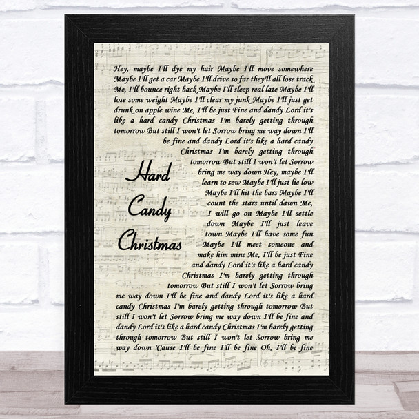 Dolly Parton Hard Candy Christmas Vintage Script Song Lyric Art Print