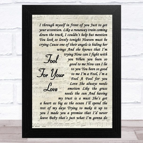 Jackie Hibbard Fool For Your Love Vintage Script Song Lyric Art Print