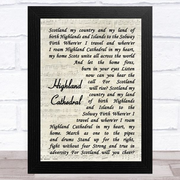 Michael Kort Highland Cathedral Vintage Script Song Lyric Art Print