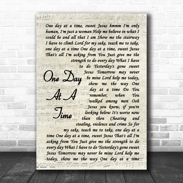 Lena Martell One Day At A Time Vintage Script Song Lyric Art Print