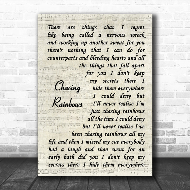 Shed Seven Chasing Rainbows Vintage Script Song Lyric Art Print