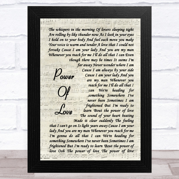 Jennifer Rush Power Of Love Vintage Script Song Lyric Art Print