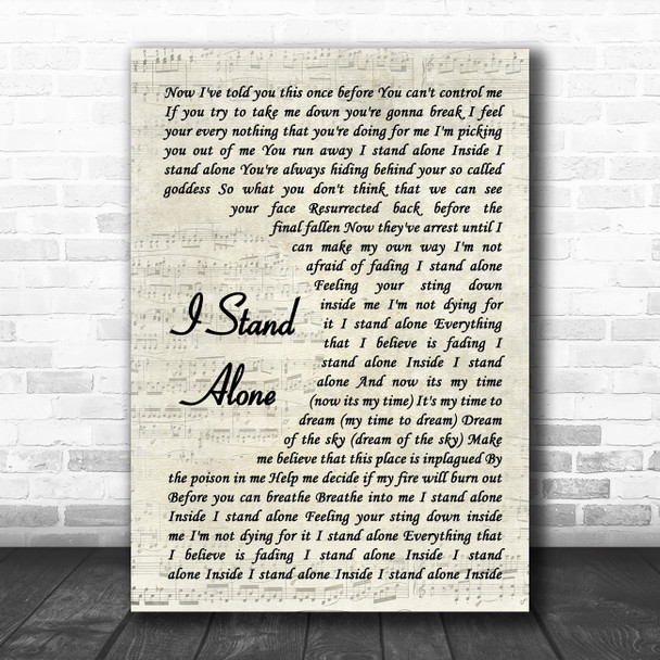 Godsmack I Stand Alone Vintage Script Song Lyric Art Print