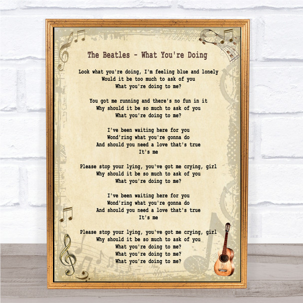 The Beatles What You're Doing Song Lyric Music Wall Art Print