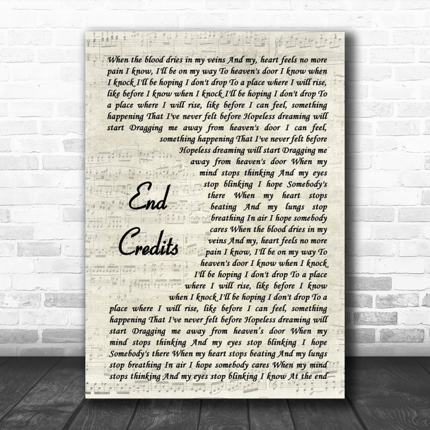 Chase & Status End Credits Vintage Script Song Lyric Art Print