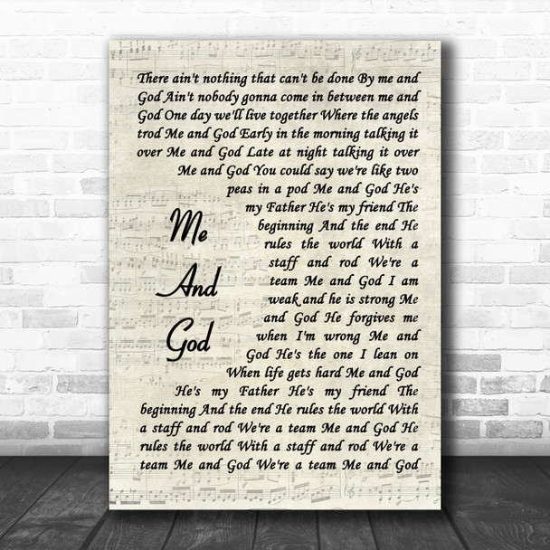 Josh Turner feat. Ralph Stanley Me And God Vintage Script Song Lyric Art Print Josh Turner feat. Ralph Stanley Me And God Vintage Script Song Lyric Art Print