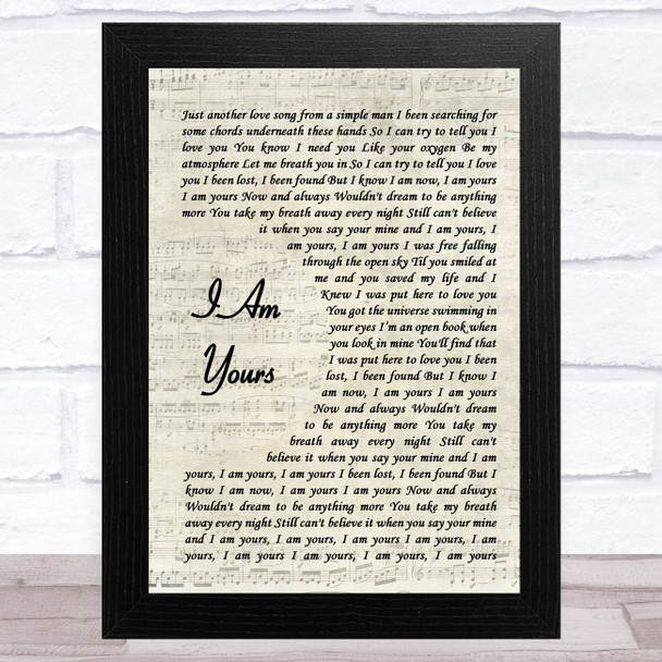 Andy Grammer I Am Yours Vintage Script Song Lyric Art Print