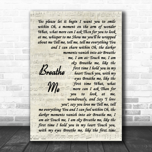 Horse Breathe Me Vintage Script Song Lyric Art Print