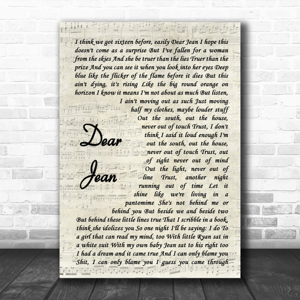 Loyle Carner Dear Jean Vintage Script Song Lyric Art Print