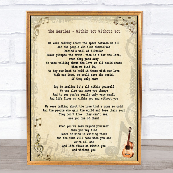 The Beatles Within You Without You Song Lyric Music Wall Art Print