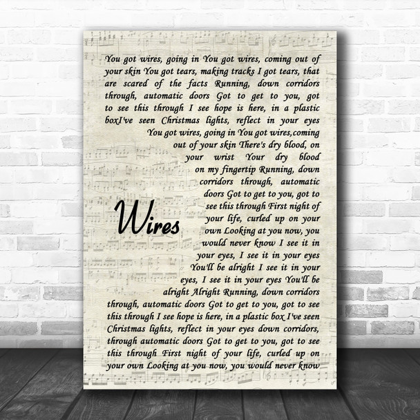 Athlete Wires Vintage Script Song Lyric Art Print