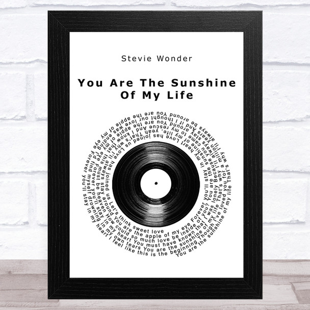 Stevie Wonder You Are The Sunshine Of My Life Vinyl Record Song Lyric Art Print