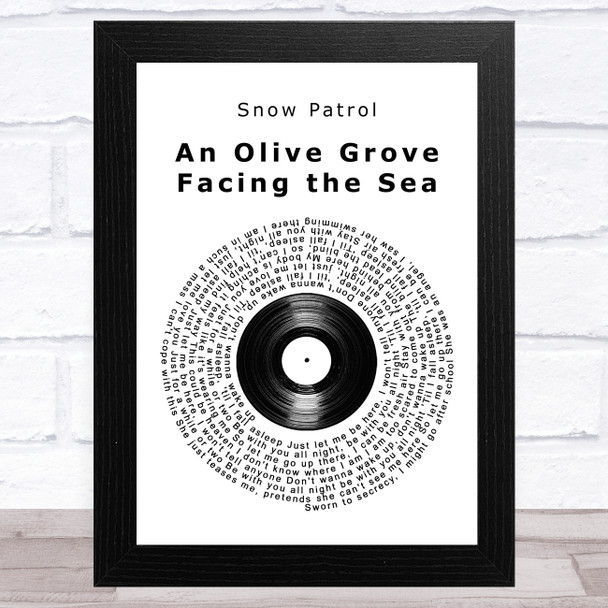 Snow Patrol An Olive Grove Facing the Sea Vinyl Record Song Lyric Art Print