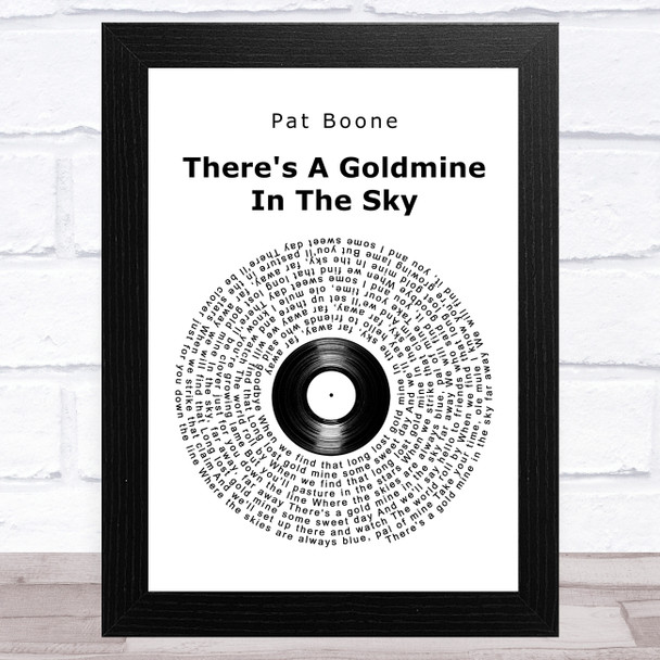 Pat Boone There's A Goldmine In The Sky Vinyl Record Song Lyric Art Print