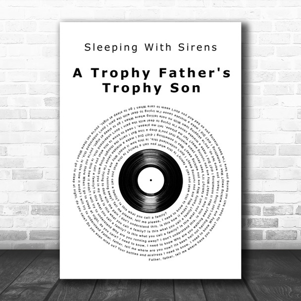 Sleeping With Sirens A Trophy Father's Trophy Son Vinyl Record Song Lyric Art Print