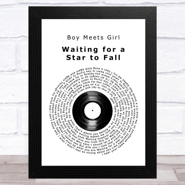 Boy Meets Girl Waiting for a Star to Fall Vinyl Record Song Lyric Art Print