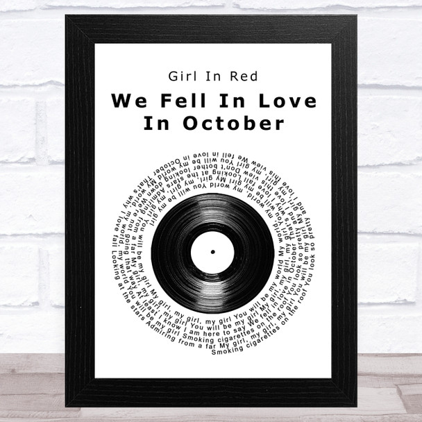 Girl In Red We Fell In Love In October Vinyl Record Song Lyric Art Print