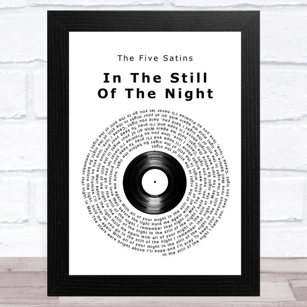 The Five Satins In The Still Of The Night Vinyl Record Song Lyric Art Print