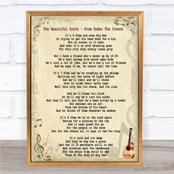The Beautiful South From Under The Covers Song Lyric Music Wall Art Print