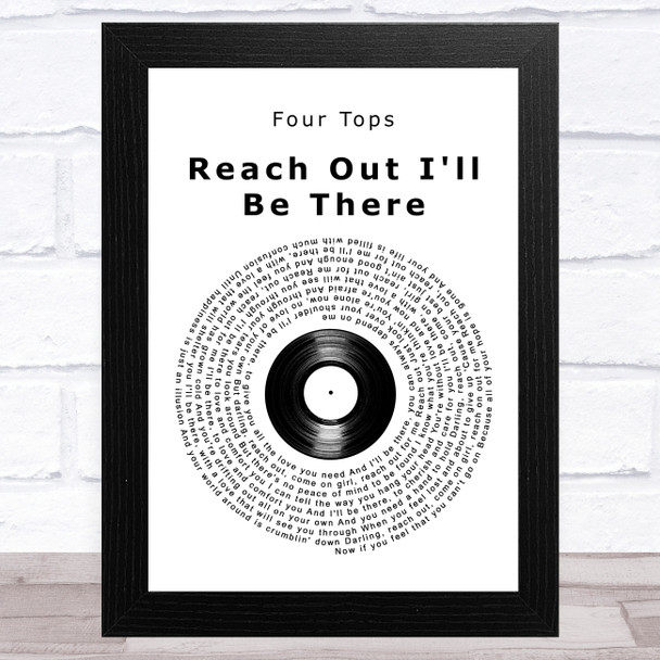 Four Tops Reach Out I'll Be There Vinyl Record Song Lyric Art Print