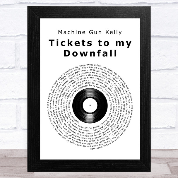 Machine Gun Kelly Tickets to my Downfall Vinyl Record Song Lyric Art Print