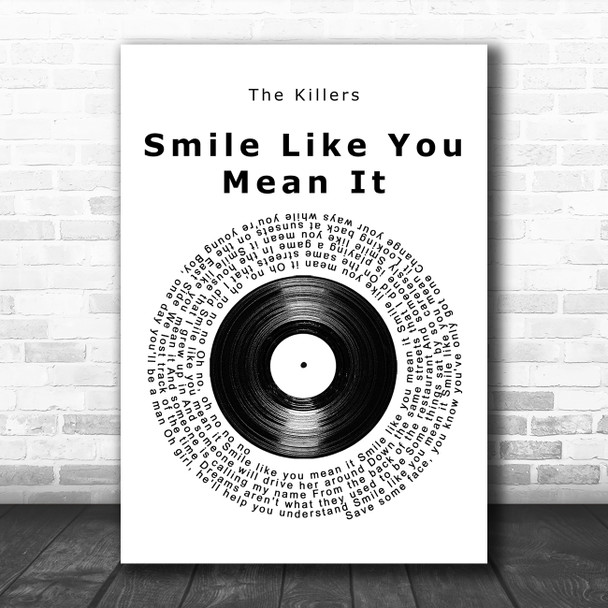 The Killers Smile Like You Mean It Vinyl Record Song Lyric Art Print