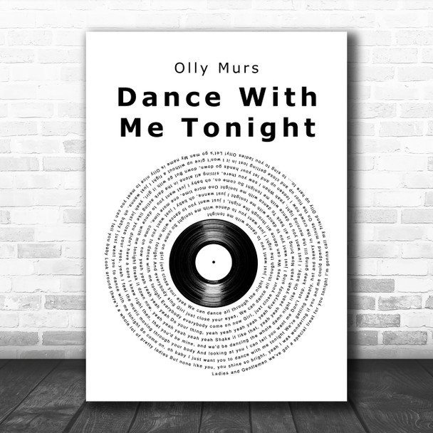 Olly Murs Dance With Me Tonight Vinyl Record Song Lyric Art Print