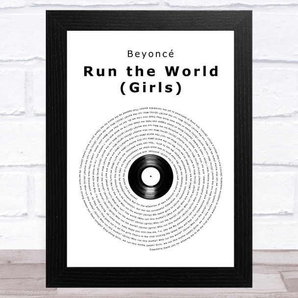 Beyoncé Run the World (Girls) Vinyl Record Song Lyric Art Print