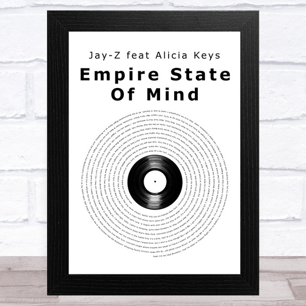 Jay-Z feat Alicia Keys Empire State Of Mind Vinyl Record Song Lyric Art Print