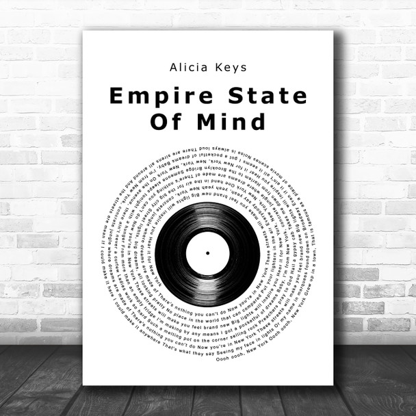 Alicia Keys Empire State Of Mind Vinyl Record Song Lyric Art Print