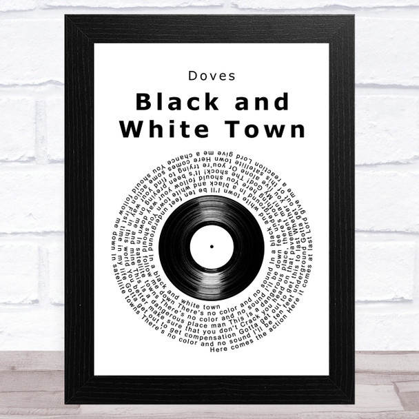 Doves Black and White Town Vinyl Record Song Lyric Art Print