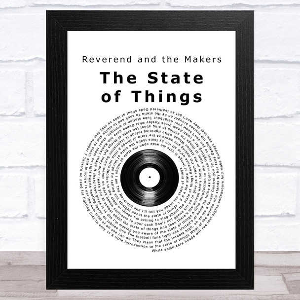 Reverend and the Makers The State of Things Vinyl Record Song Lyric Art Print