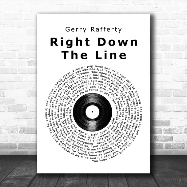 Gerry Rafferty Right Down The Line Vinyl Record Song Lyric Art Print