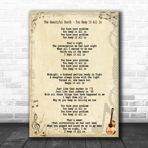 The Beautiful South You Keep It All In Song Lyric Music Wall Art Print