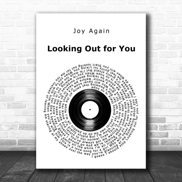 Joy Again Looking Out for You Vinyl Record Song Lyric Art Print