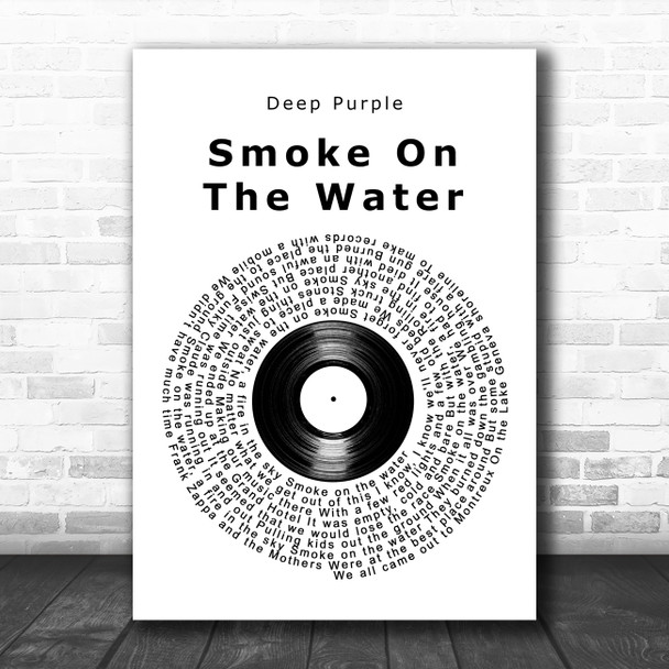 Deep Purple Smoke On The Water Vinyl Record Song Lyric Art Print Deep Purple Smoke On The Water Vinyl Record Song Lyric Art Print