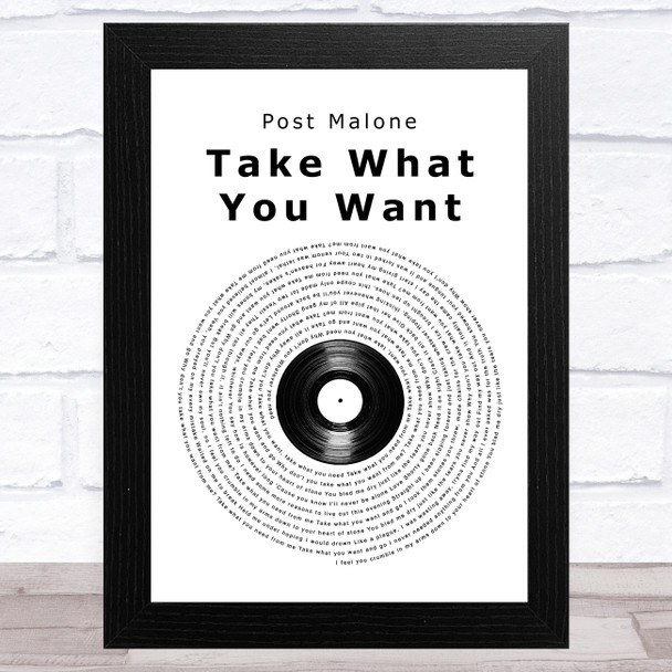 Post Malone Take What You Want Vinyl Record Song Lyric Art Print